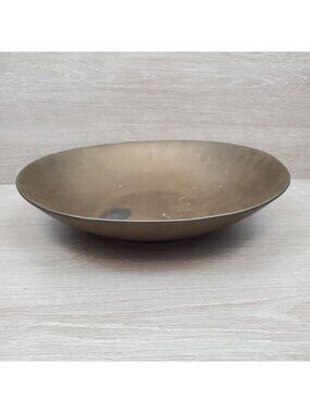 West Elm large low, flat bowl, tarnished brass color